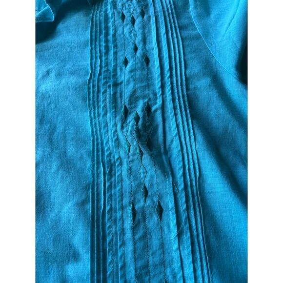 Vintage Linen Men's Button Down Diamond Pattern Detail Casual Short Sleeve 40 - Picture 5 of 7